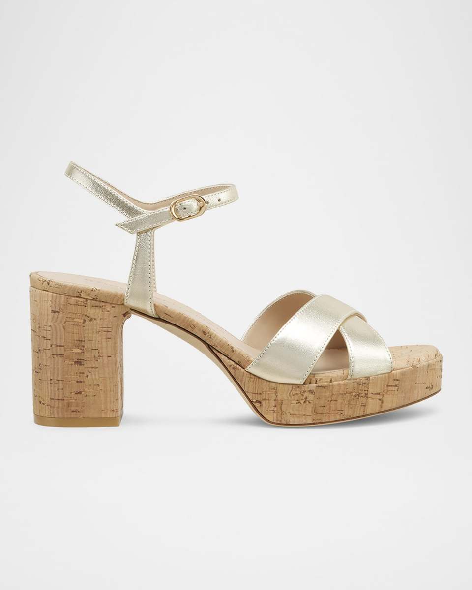 Dayna Metallic Cork Crisscross Platform Sandals
